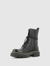 Botins com Fecho em Pele Preta